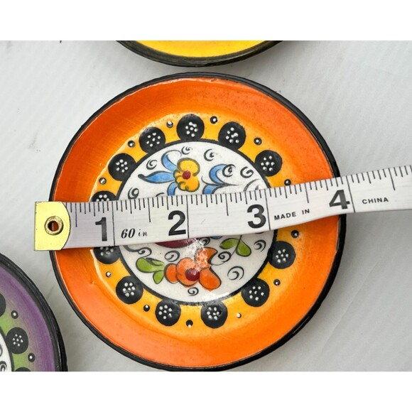 5pc Ceramic Plate Set Italian 4" Appetizer Sauce Dishes Hand Painted Colorful - Picture 9 of 9